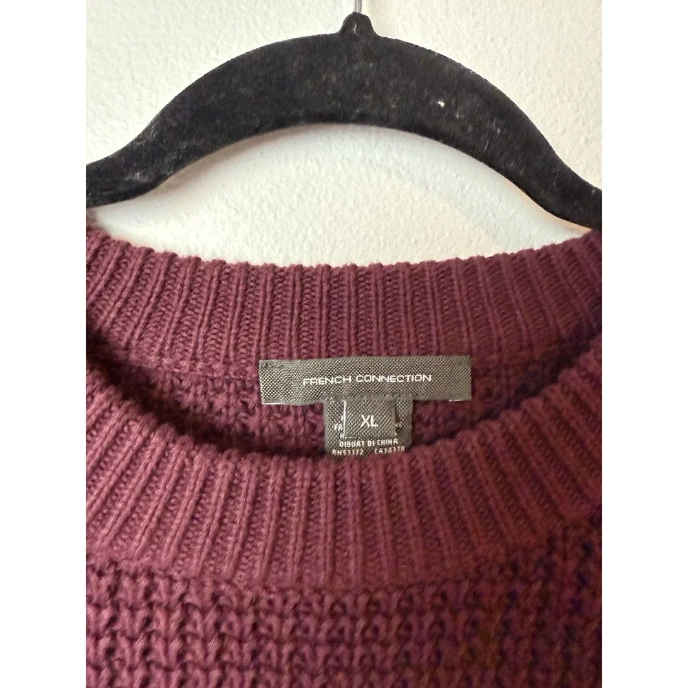 French‎ Connection Long Sleeve Crewneck Thick Sweater Maroon XL NWOT